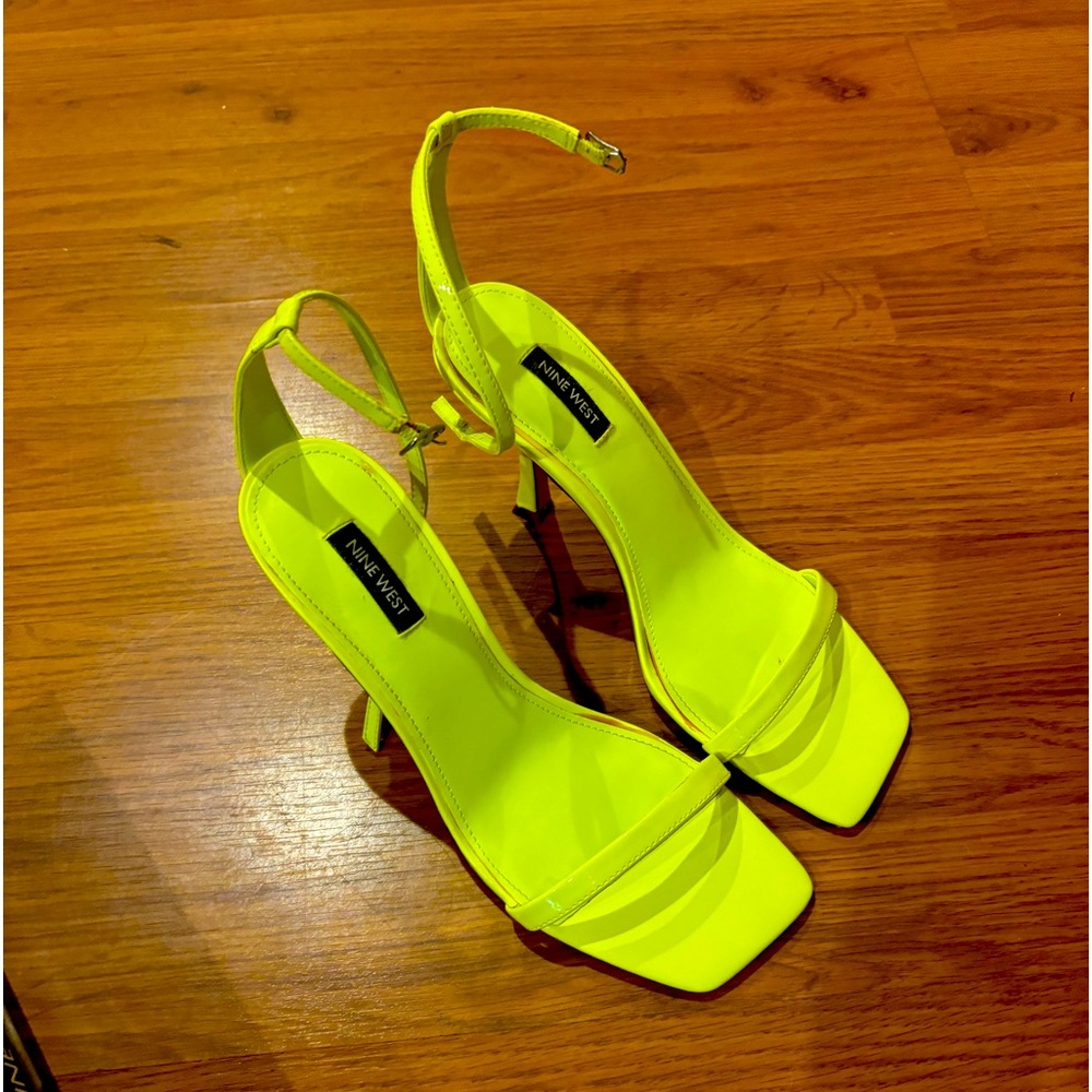 Nine West Neon Yellow Strappy Stiletto Sandals